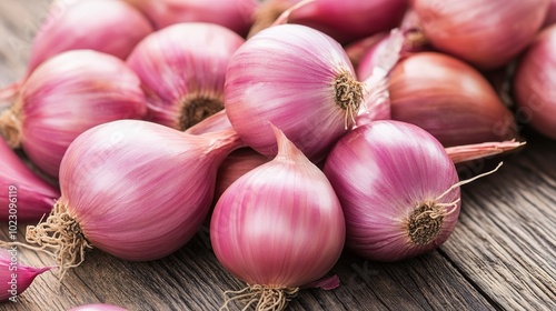 Fresh Shallots on a Wooden Cutting Board