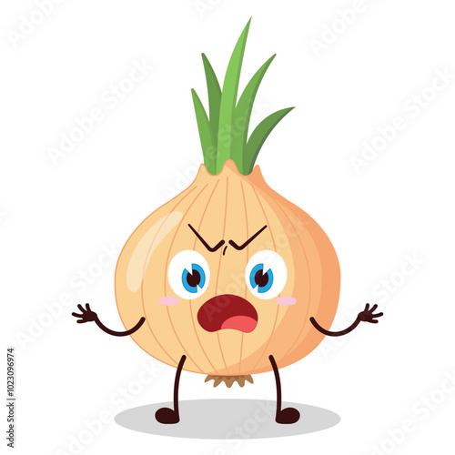 cute why expression of onion cartoon character