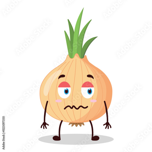 cute nope expression of onion cartoon character