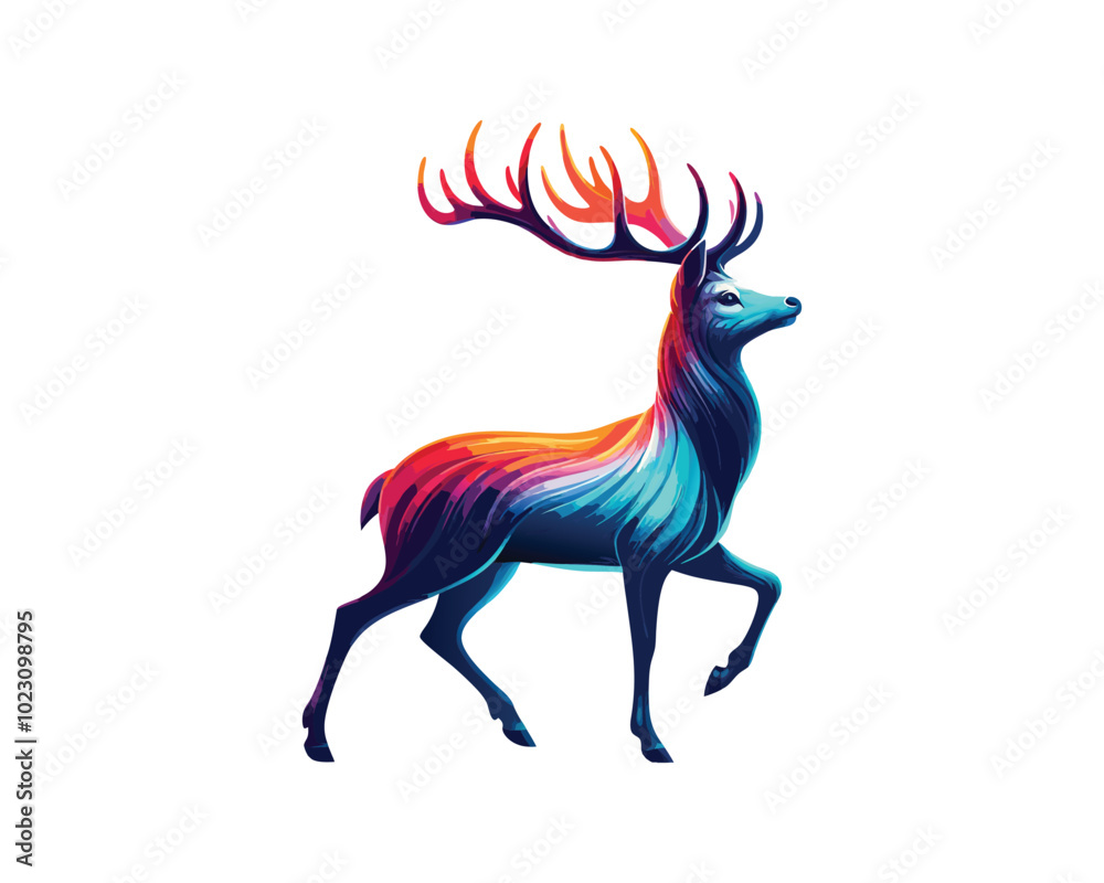 Obraz premium Deer Colorful logo gradient vector illustration