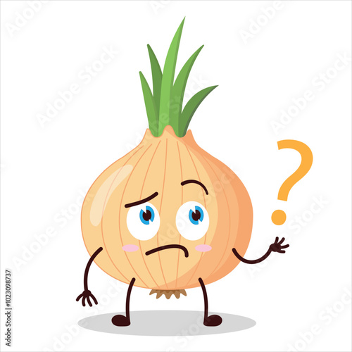 cute curious expression of onion cartoon character