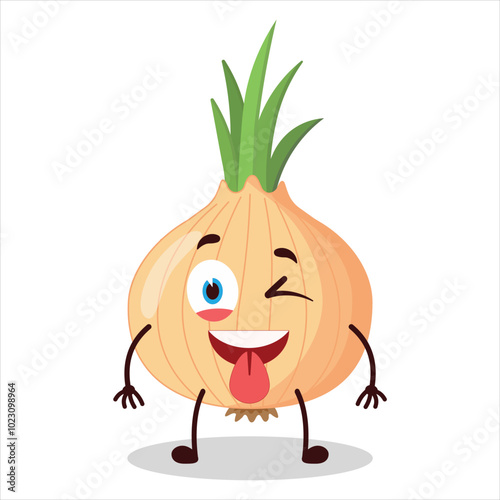 cute teased expression of onion cartoon character