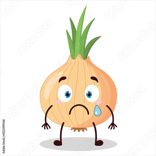 cute nervous expression of onion cartoon character