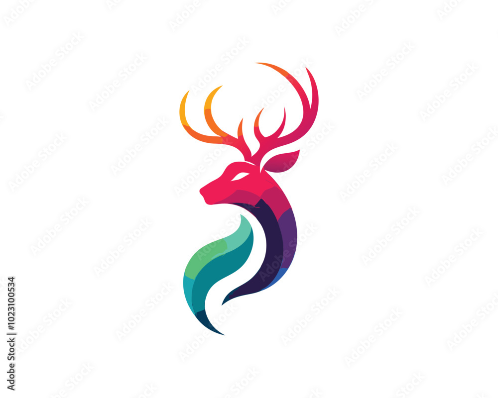 Fototapeta premium Deer Colorful logo gradient vector illustration