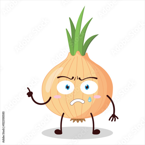 cute weird expression of onion cartoon character