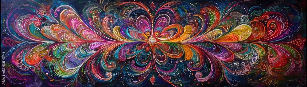 Vibrant abstract art featuring swirling colors and intricate patterns, evoking energy and creativity in a stunning visual display.