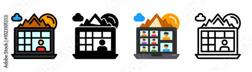 Set of Online meeting Icon