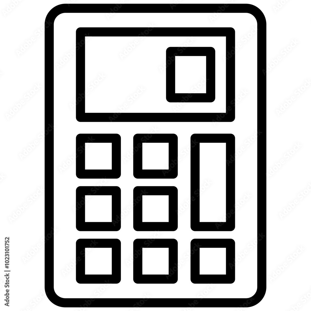 Calculator icon, Black And White Outline Icon Symbol