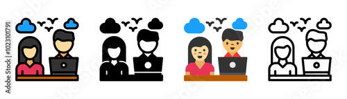 Set of Remote coworker Icon
