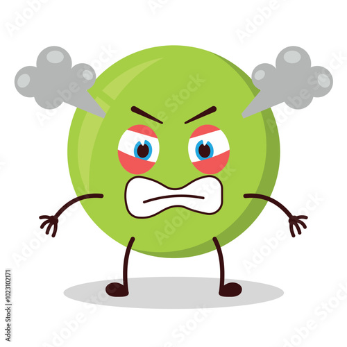 cute furious expression of pea cartoon character
