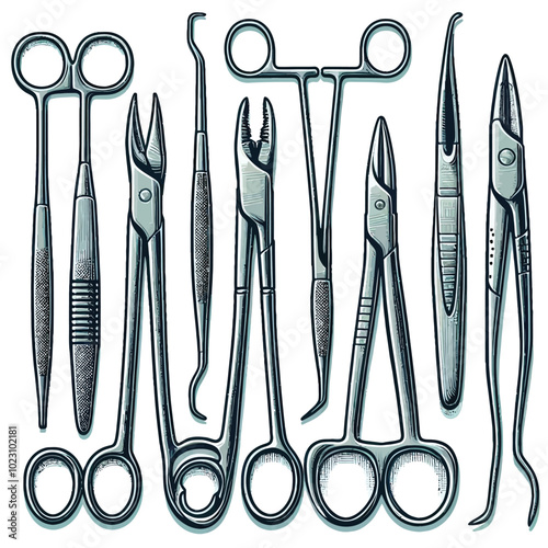 Dental Forceps set vector illustration