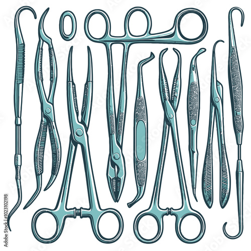 Dental Forceps set vector illustration