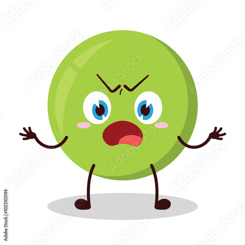 cute why expression of pea cartoon character