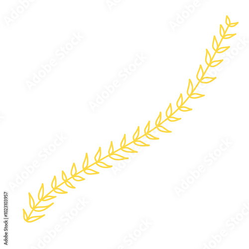 Doodle leaf aesthetic tendrils plant illustration cartoon that can be used for sticker, book, scrapbook, icon, decoration, etc. with yellow color spring