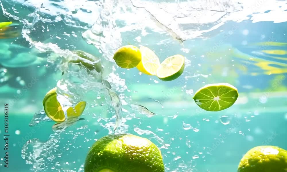 lime in water splash, lemon and lime, lime and water
