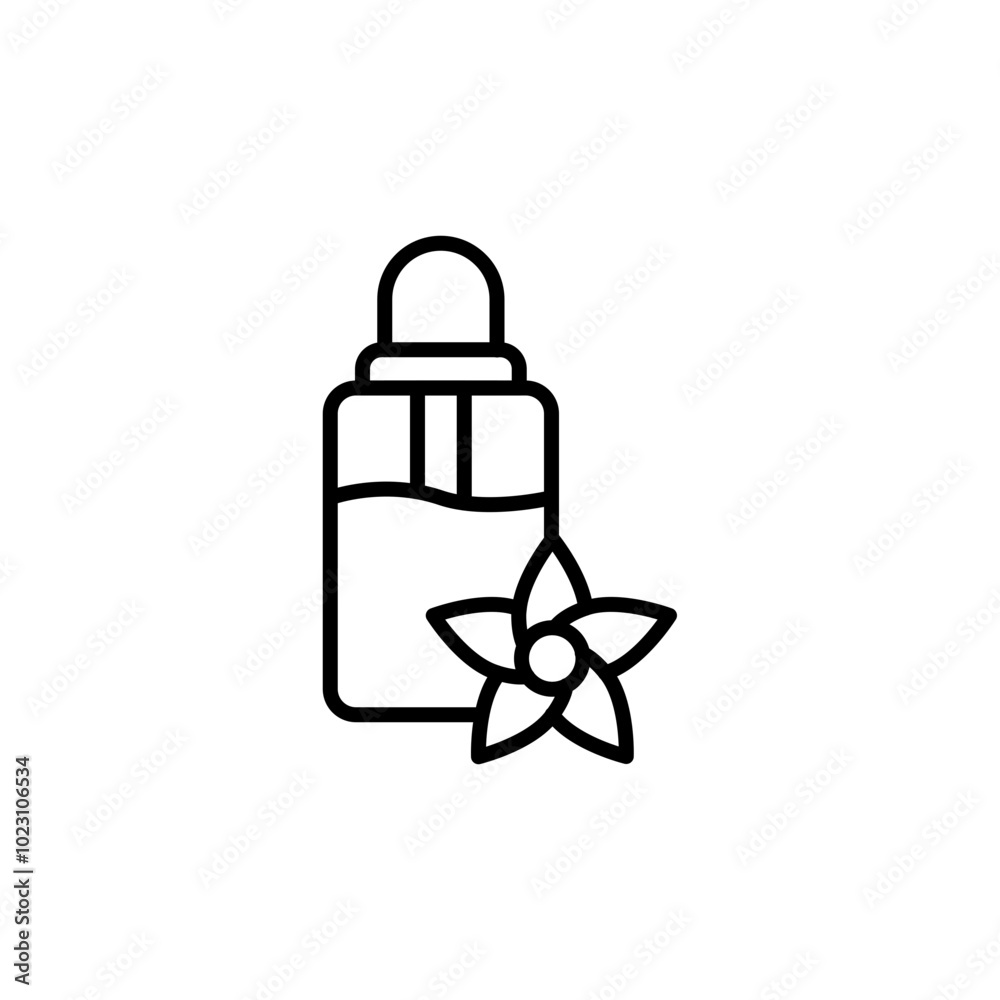 Vanilla oil outline icons, minimalist vector illustration ,simple transparent graphic element .Isolated on white background