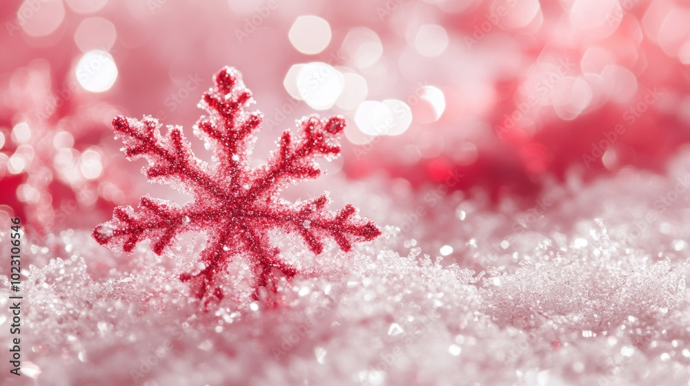 Red bokeh snowflake background Red bokeh snowflake background