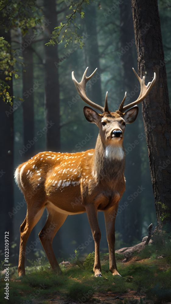 deer standing in the forest deer standing in the forest