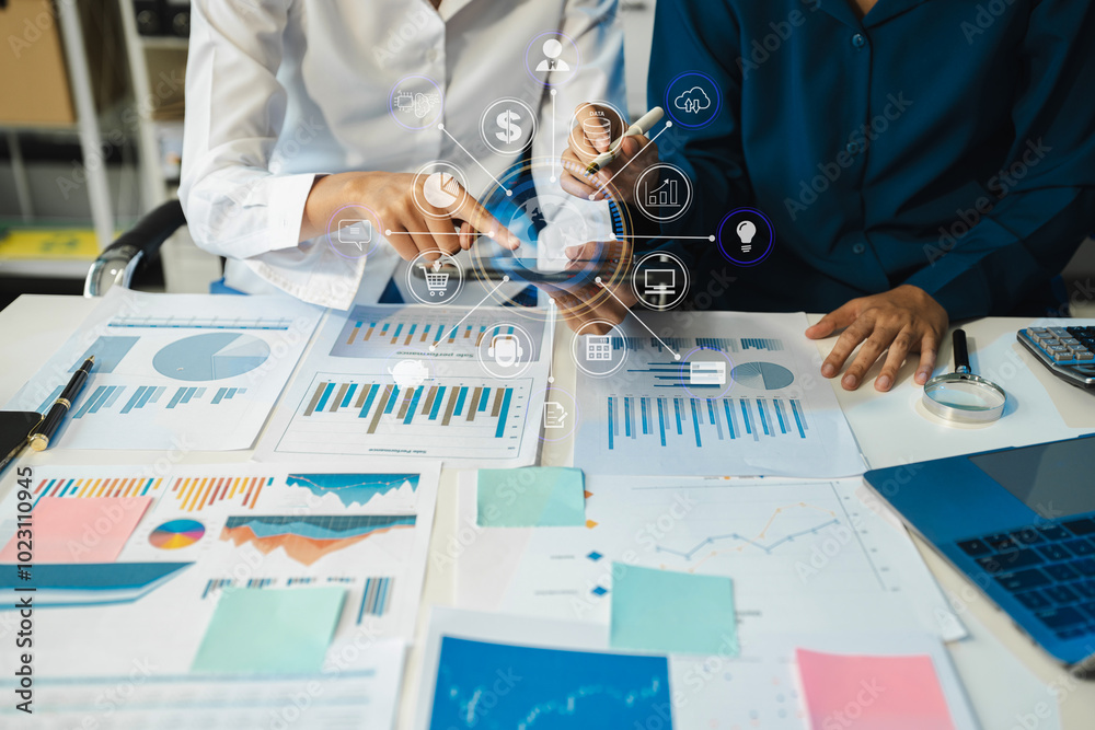 financial advisor showing plan of investment to clients in the consultancy office. financial advisor showing plan of investment to clients in the consultancy office.