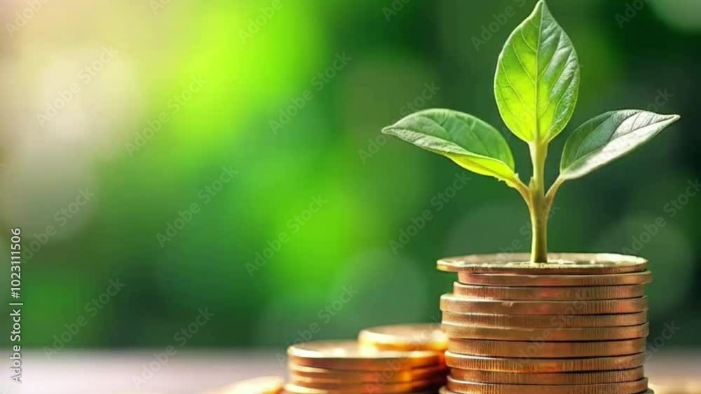 stack coin with growing plant business investment concept stack coin with growing plant business investment concept