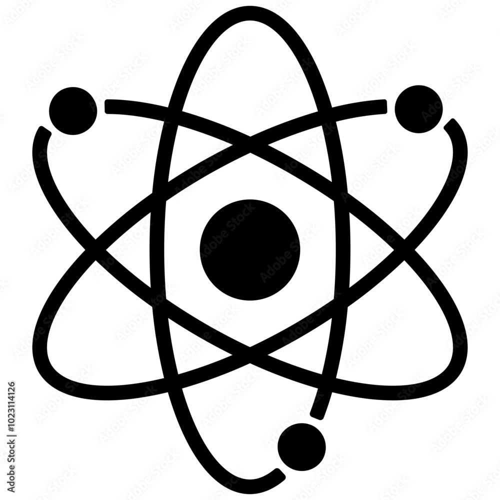 Atom icon, Black And White Glyph Icon Symbol Atom icon, Black And White Glyph Icon Symbol