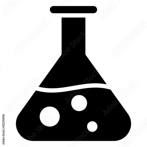Chemistry Flask icon, Black And White Glyph Icon Symbol