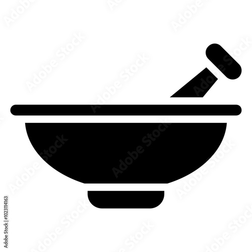 Mortar and pestle icon, Black And White Glyph Icon Symbol