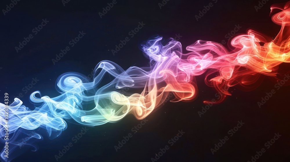 Fototapeta premium Colorful smoke waves blend seamlessly, creating an abstract visual effect.