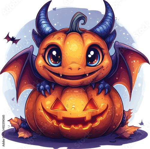 Spooky-Cute Pumpkin Dragon Duo