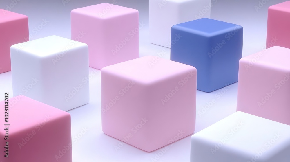 A collection of colorful cubes arranged in a minimalist setting.