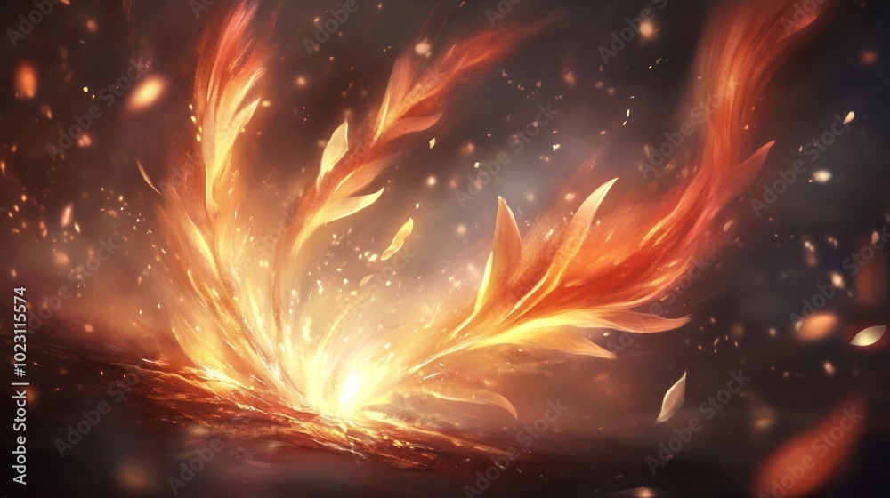 A vibrant explosion of fiery colors and swirling shapes, evoking energy and transformation. A vibrant explosion of fiery colors and swirling shapes, evoking energy and transformation.