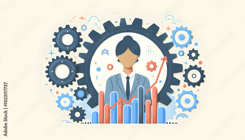 Flat Border Frame with Gears and Bar Chart for Business Process | Simple Vector Illustration Flat Border Frame with Gears and Bar Chart for Business Process | Simple Vector Illustration