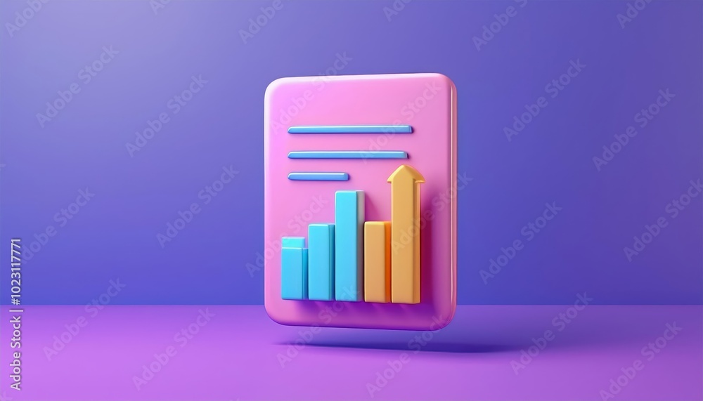 Stylish 3D graph illustration on a colorful background for financial and business concepts. Stylish 3D graph illustration on a colorful background for financial and business concepts.
