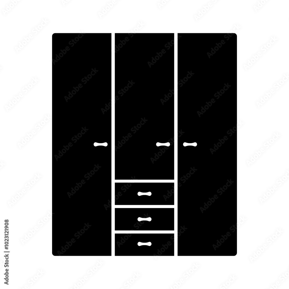 Illustration showing a black closet icon on a white background
Illustration showing a black closet icon on a white background