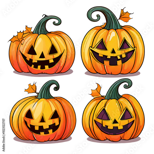 set of halloween pumpkins