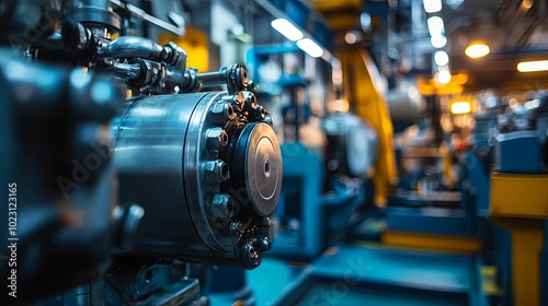 Close-up of a Metal Gear in a Manufacturing Facility