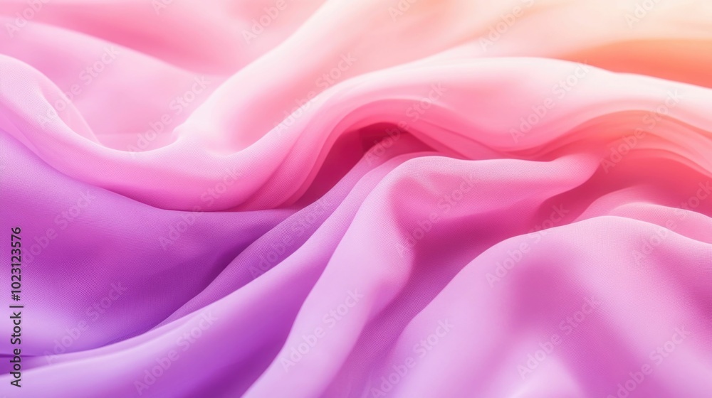 Fototapeta premium Soft flowing waves of ethereal pink and purple hues create a dreamy romantic atmosphere with a deep depth of field and captivating light patterns