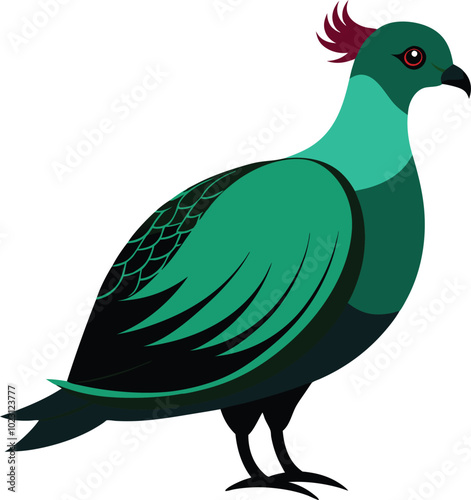 Solid color Nicobar pigeon animal vector design