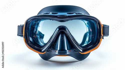 Black and Orange Diving Mask with Water Droplets on the Lens