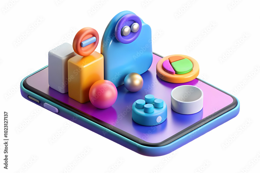 3D Glossy Smartphone with Holographic Social Media Icons & Analytics Concept - High Angle Shot on White Clean Background for Social Media Marketing Themes 3D Glossy Smartphone with Holographic Social Media Icons & Analytics Concept - High Angle Shot on White Clean Background for Social Media Marketing Themes