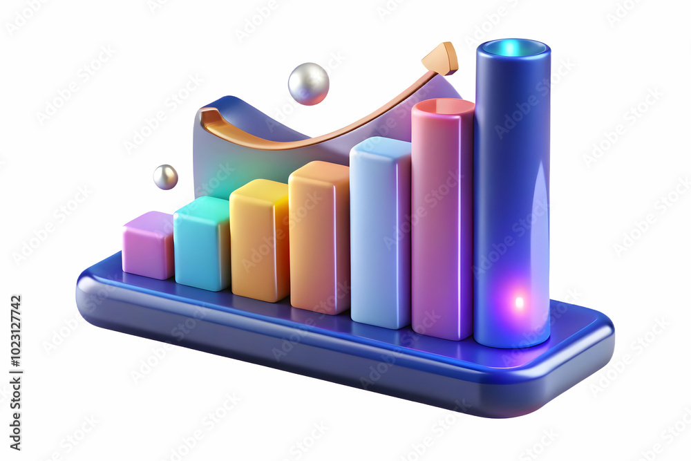 Glowing Abstract Bar Chart Illustrating Rising Marketing Metrics: A Dynamic Visual Representation of Success and Performance Trends in Photo Stock Glowing Abstract Bar Chart Illustrating Rising Marketing Metrics: A Dynamic Visual Representation of Success and Performance Trends in Photo Stock