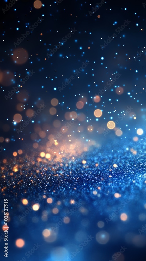 Obraz premium A mesmerizing display of shimmering blue and gold bokeh lights.