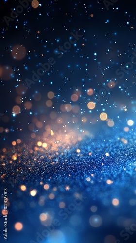 A mesmerizing display of shimmering blue and gold bokeh lights.