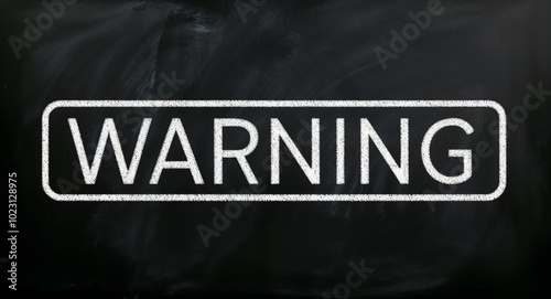 warning text lettering on blackboard chalkboard background