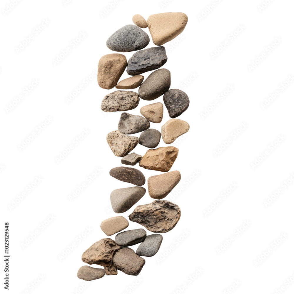 Natural stones arranged in a creative vertical pattern on a white isolate background. Transparent PNG Natural stones arranged in a creative vertical pattern on a white isolate background. Transparent PNG