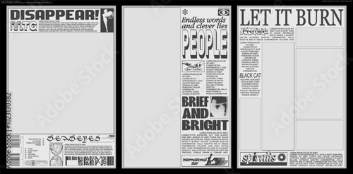 retro aesthetic poster design collection.
cover, flyer, newspaper style layout template.
