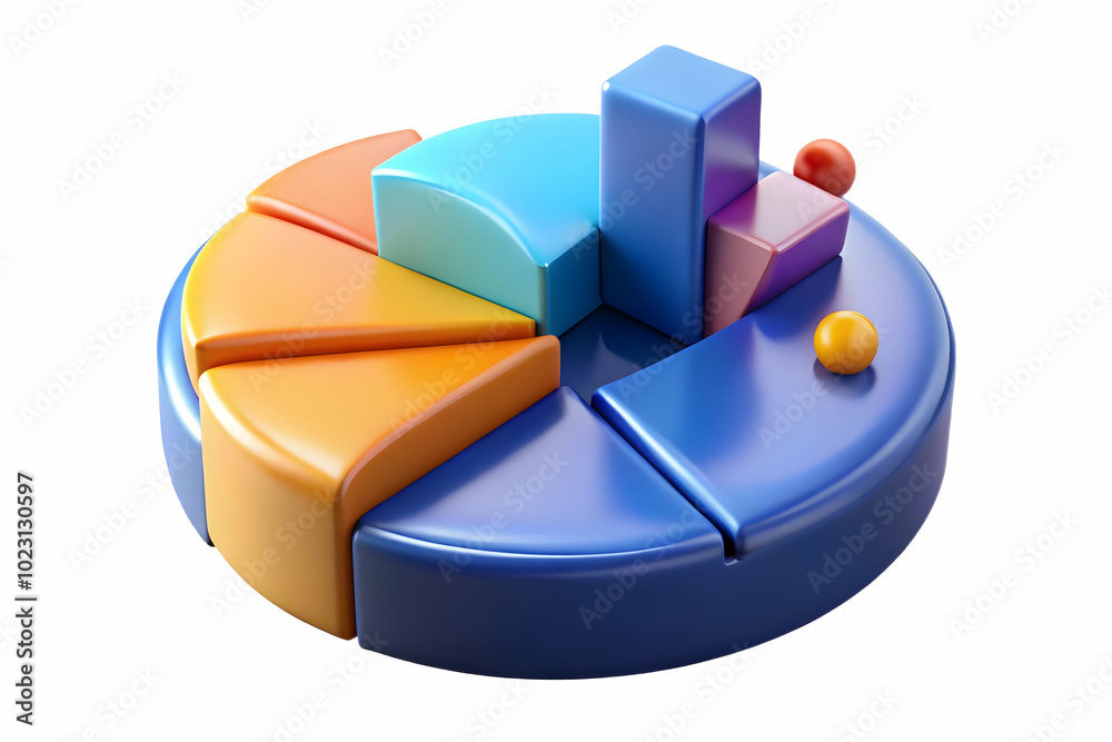 3D Glowing Abstract Pie Chart for Marketing Segmentation - Rotating Icon on White Background, Highlighting Key Segments in Strategy 3D Glowing Abstract Pie Chart for Marketing Segmentation - Rotating Icon on White Background, Highlighting Key Segments in Strategy