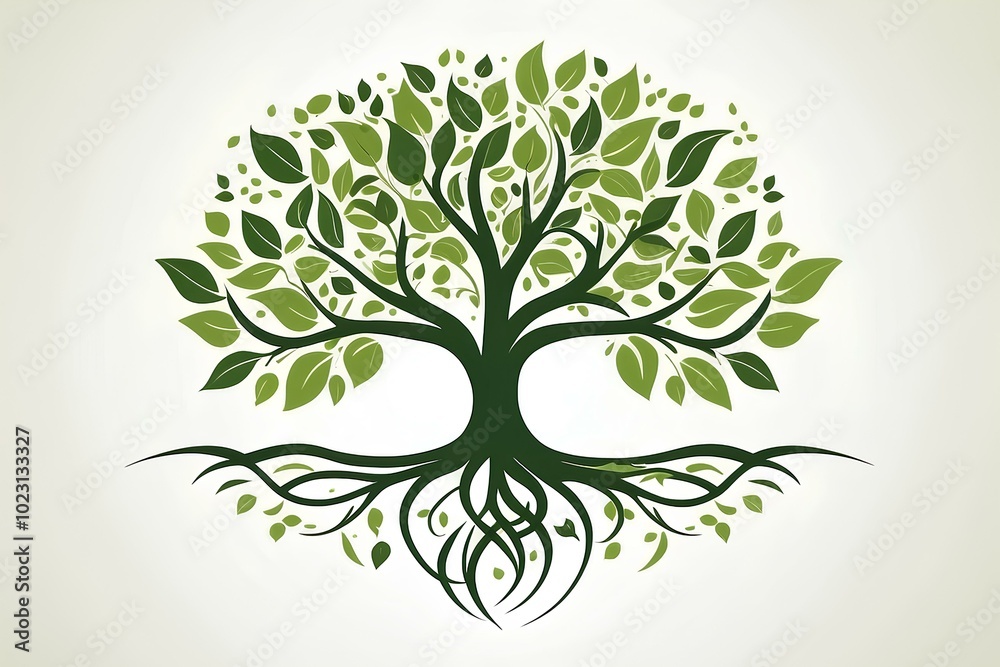 Fototapeta premium Stylized Tree Logo for Growth and Sustainability