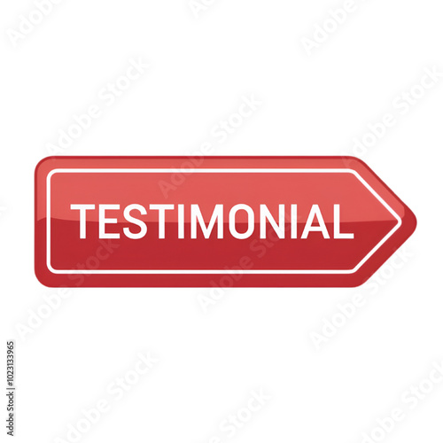 Red Testimonial Button with Arrow for Web UI/UX, Vector 2D	