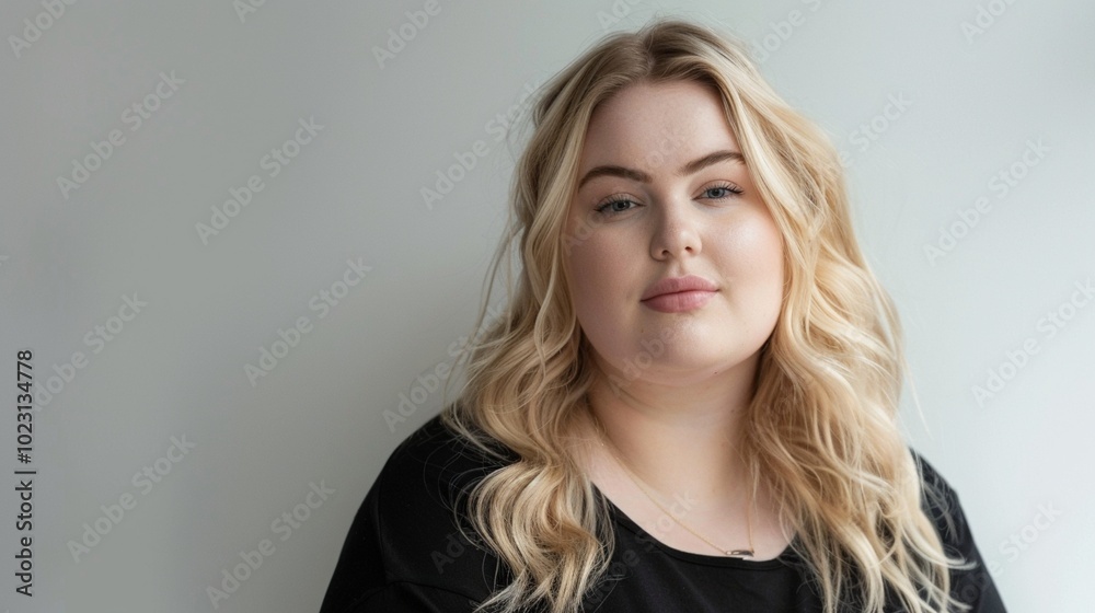 Radiant blonde woman with a warm smile, exuding confidence and charm against a simple backdrop, embodying natural beauty and positive self-image. Radiant blonde woman with a warm smile, exuding confidence and charm against a simple backdrop, embodying natural beauty and positive self-image.